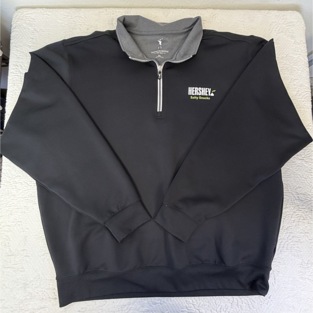 Fairway & Greene Golf 1/4 Quarter Zip Mens‎ XXL Black Pullover Hersheys Logo